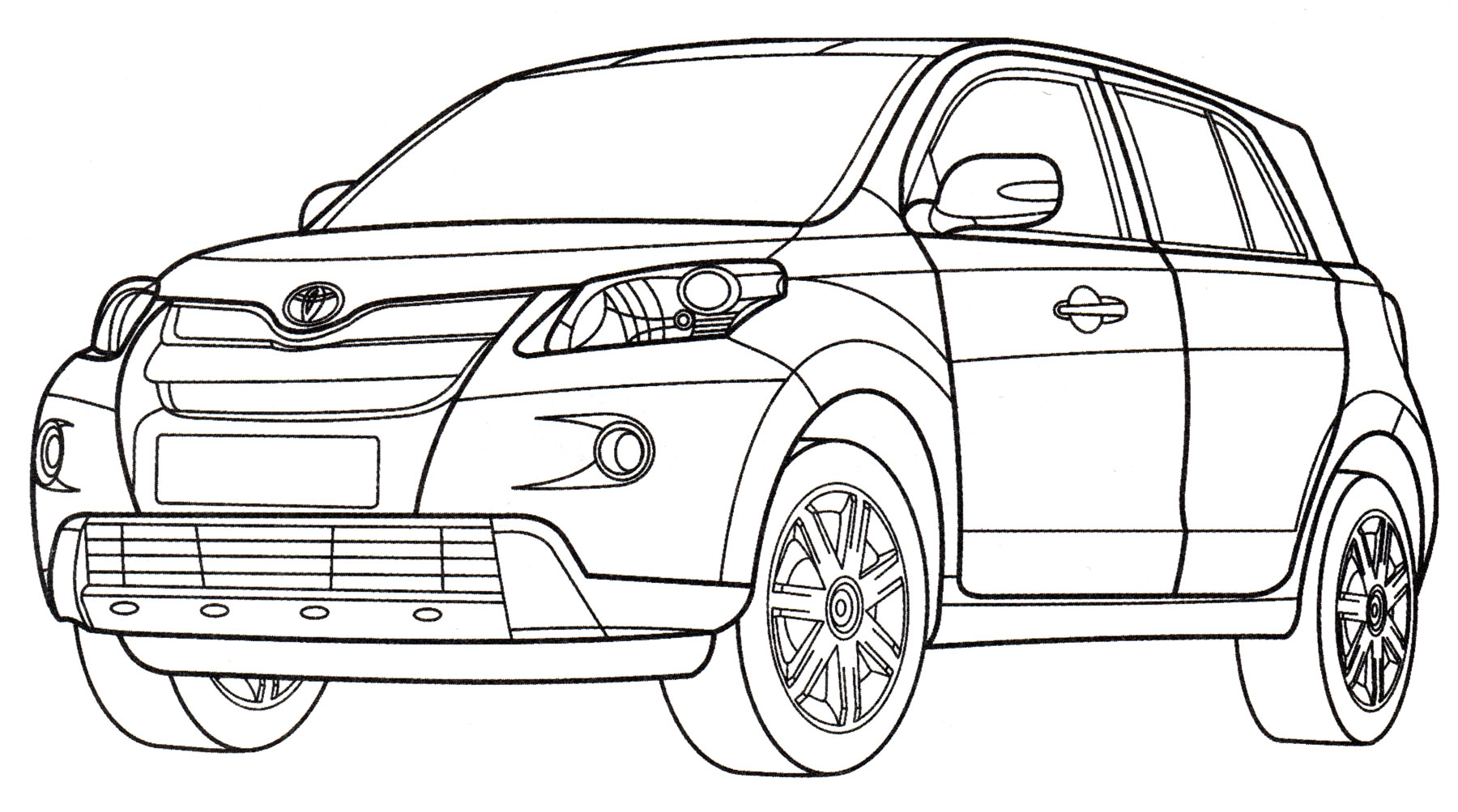 Toyota Urban Cruiser №4198. Раскраски машины по маркам. Тойота (Toyota).
