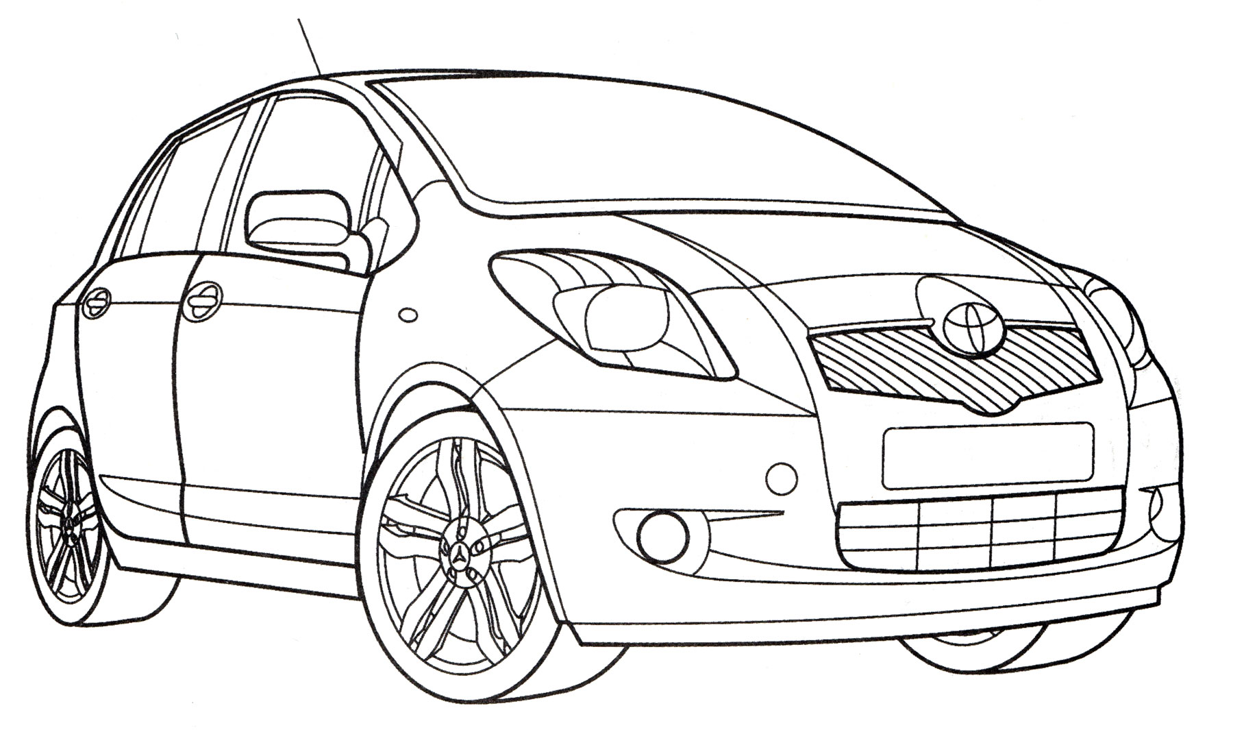 Toyota Yaris №4199. Раскраски машины по маркам. Тойота (Toyota).