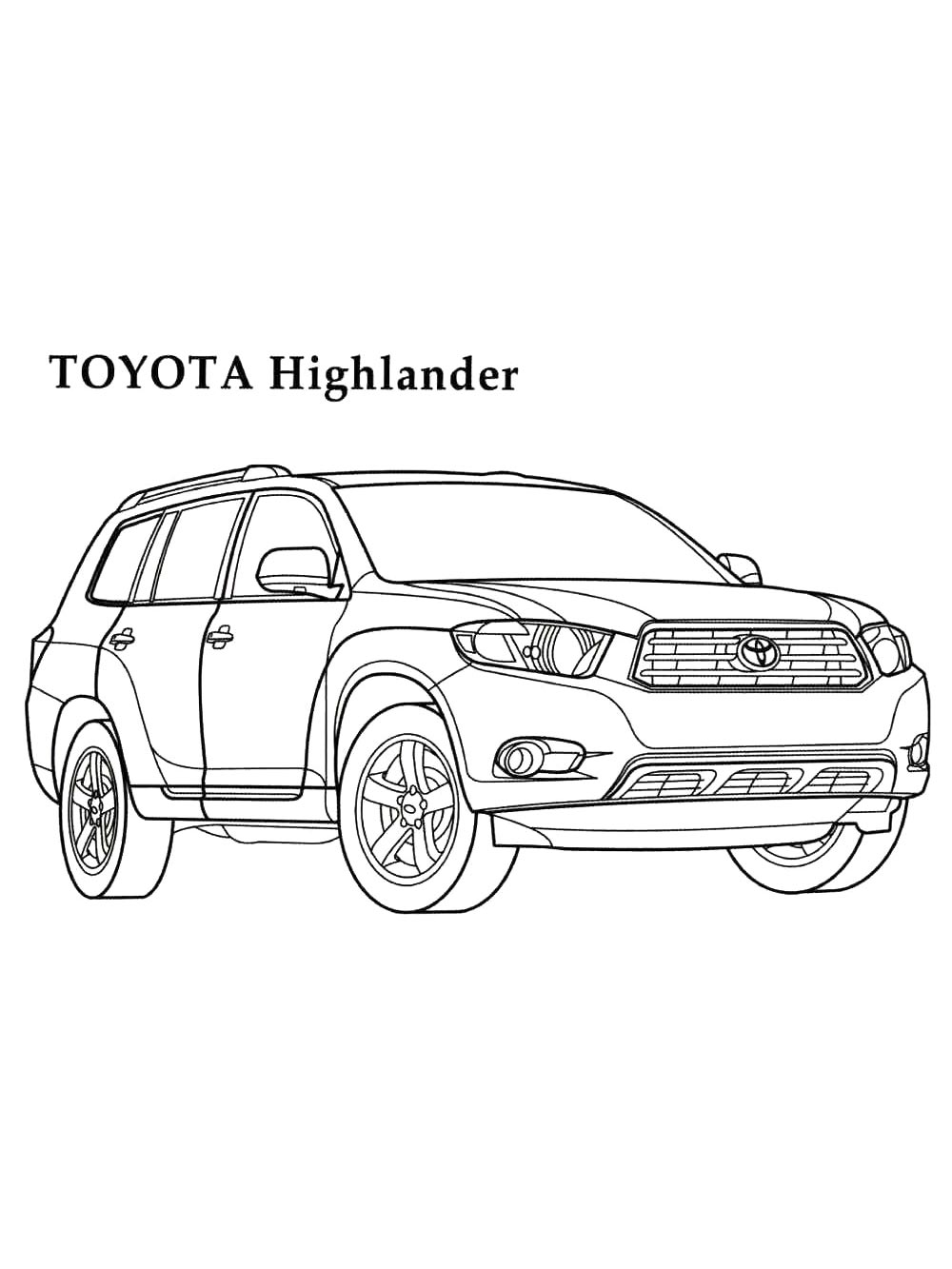 Toyota Highlander №4163. Раскраски машины по маркам. Тойота (Toyota).