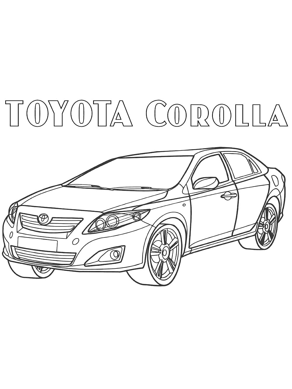 Toyota Corolla №4167. Раскраски машины по маркам. Тойота (Toyota).