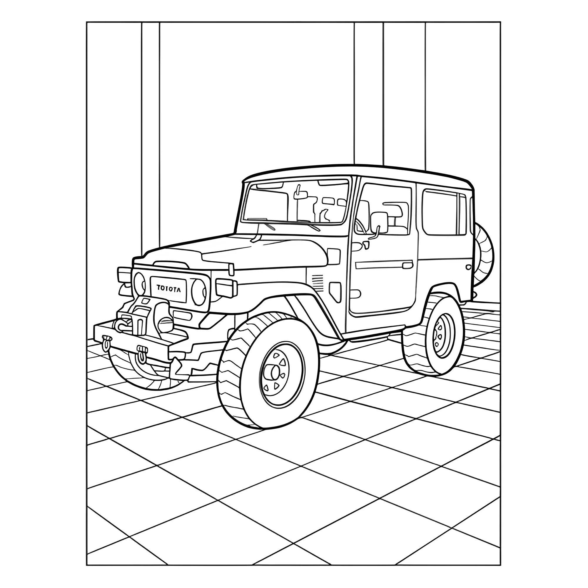 Старенькая Тойота Ленд Крузер №4144. Раскраски машины по маркам. Тойота (Toyota).