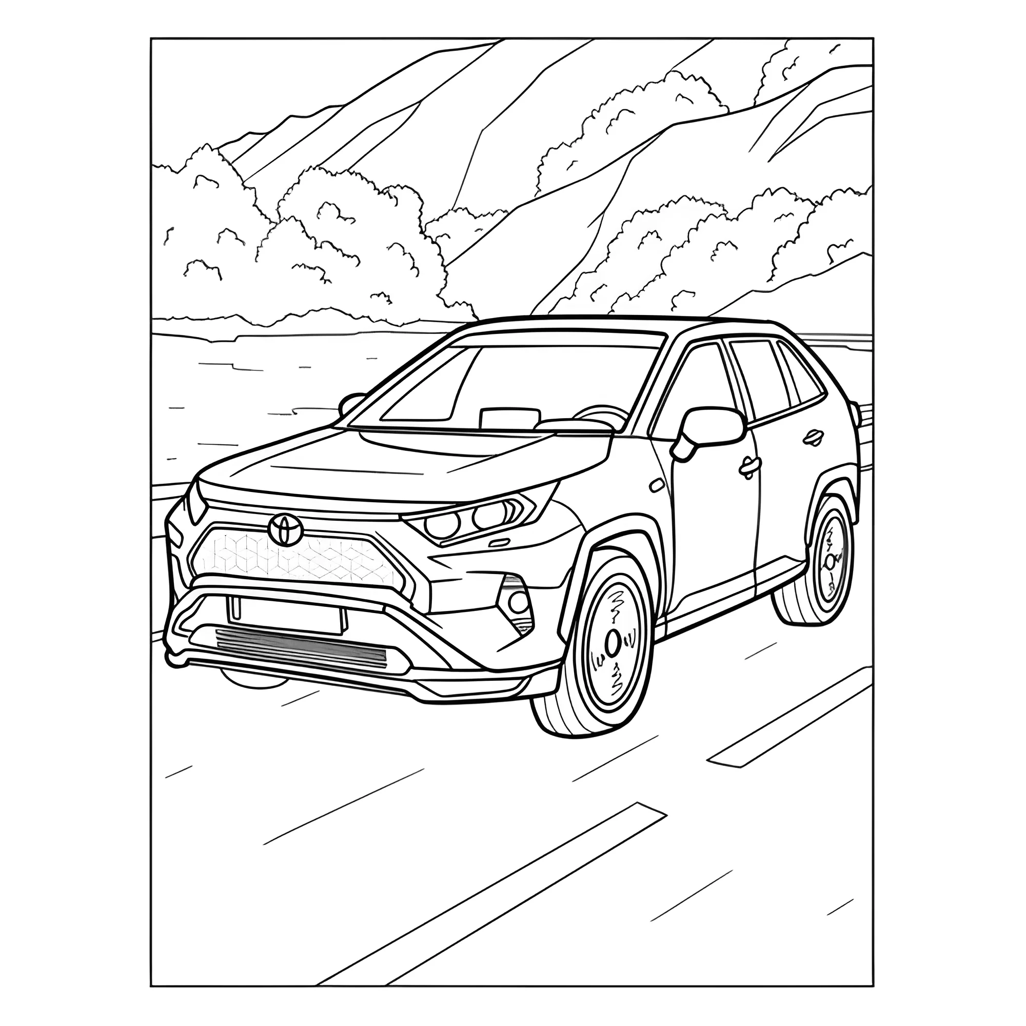 Тойота РАВ-4 в горах №4131. Раскраски машины по маркам. Тойота (Toyota).