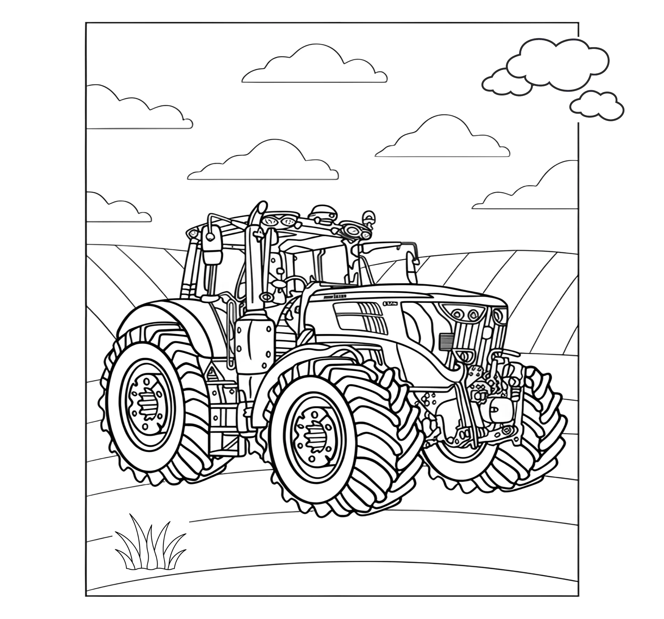 Раскраска «Британский трактор John Deere 6195M №2822. Раскраски для мальчиков по категориям. Трактора.