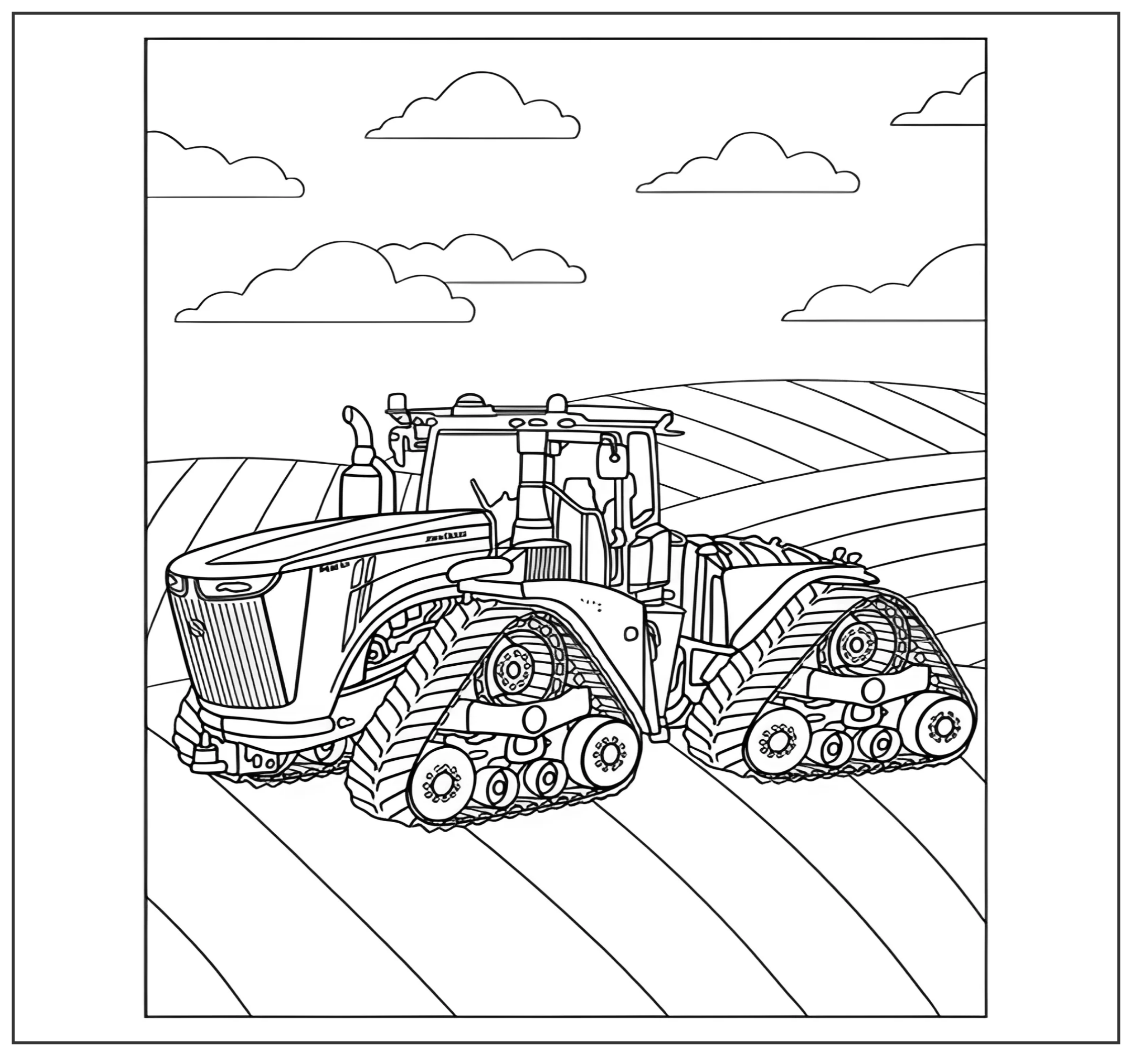 Раскраска «Трактор John Deere 8RX» Раскраски Трактор для мальчиков №2794. Раскраски для мальчиков по категориям. Трактора.