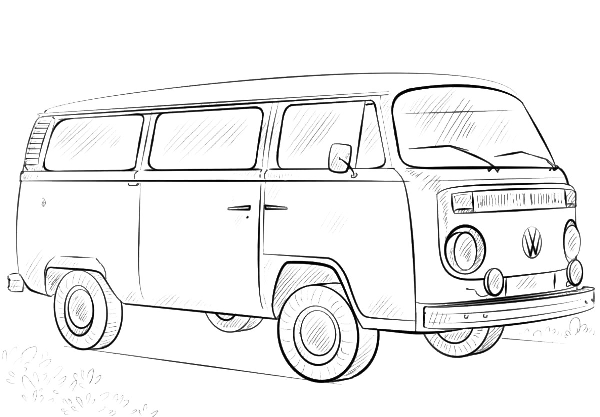 Винтаж Volkswagen Bus для творчества №3566. Раскраски машины по маркам. УАЗ.