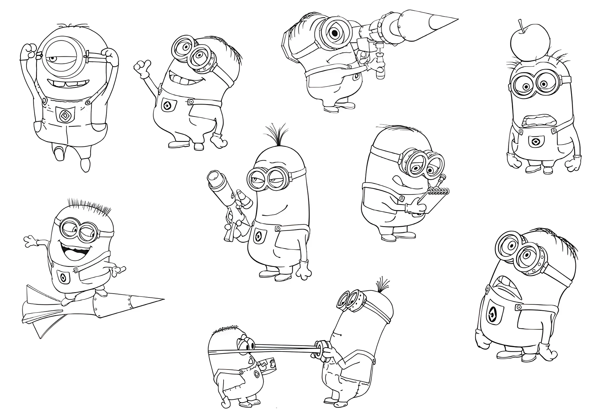 Миньоны весело проводят время №11662. Раскраски из мультиков. Гадкий я.