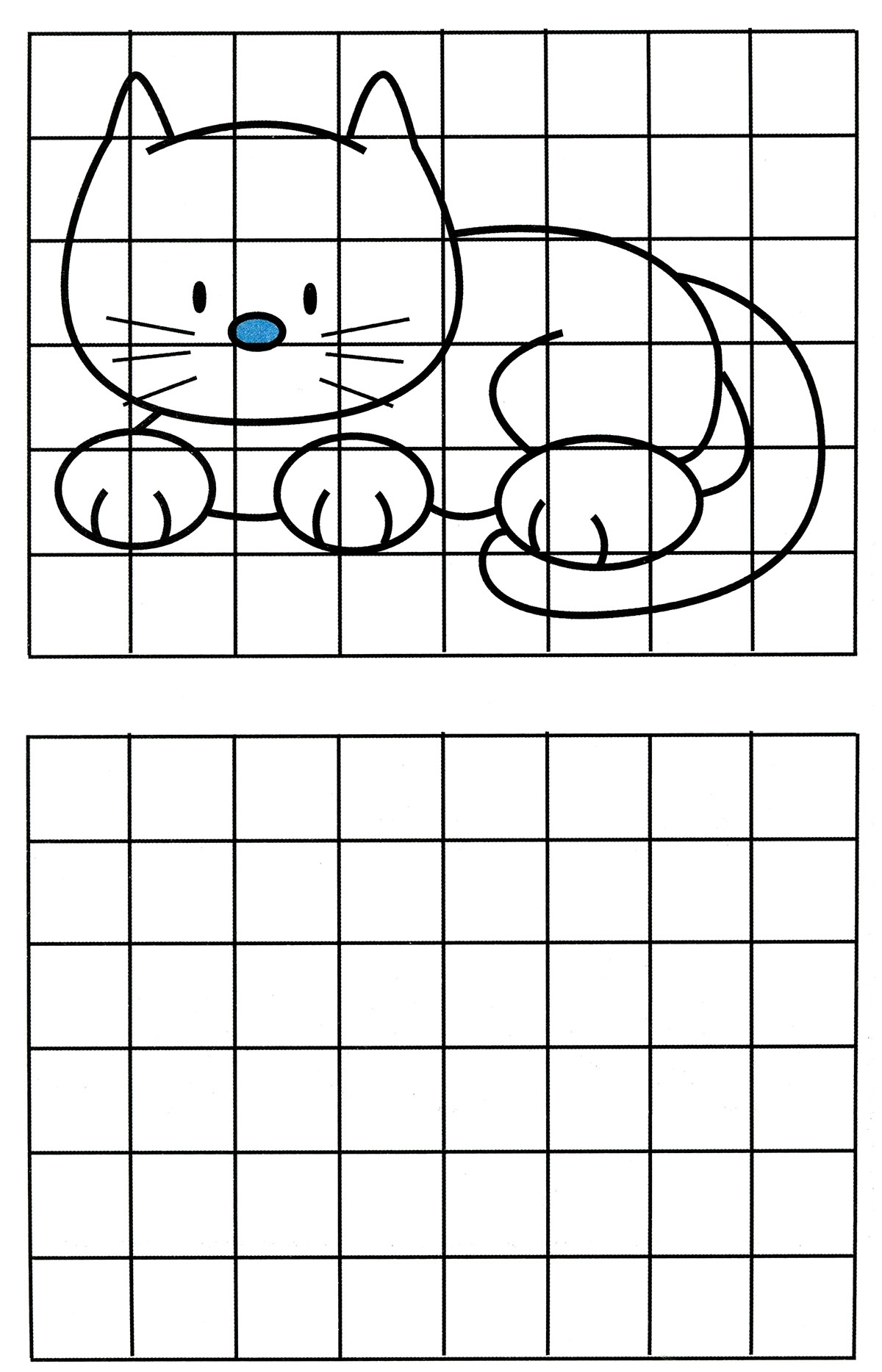 Котик с синим носом №4. Рисование. Рисование по клеточкам.