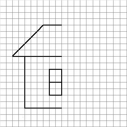 Простой дом с окном №11. Рисование. Рисование по клеточкам.