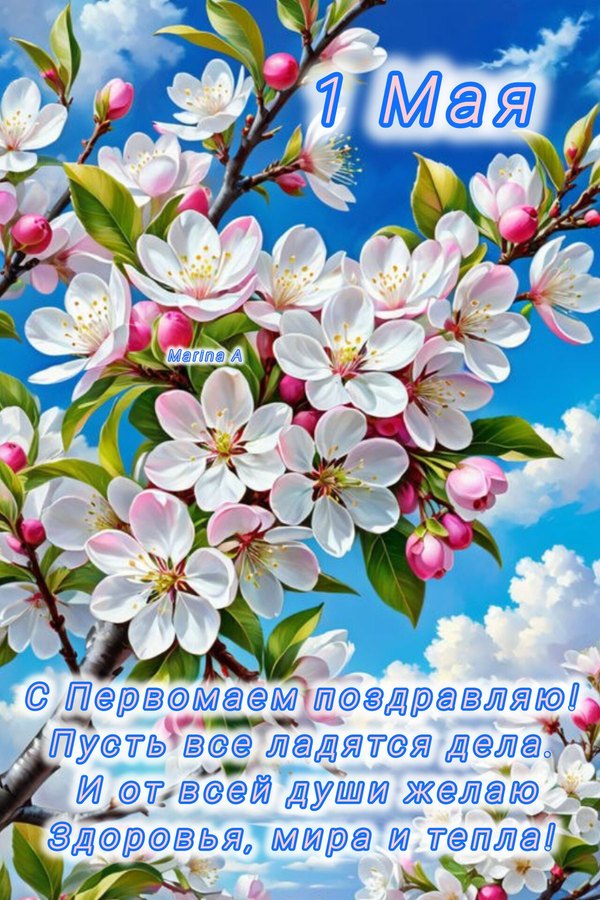 Красивая весенняя первомайская открытка поздравление. Открытки на 1 Мая №872. Открытки. Готовые открытки на 1 Мая.