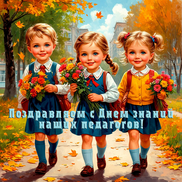 Картинка с поздравлением на День знаний №2144. Открытки. Готовые открытки на 1 Сентября.