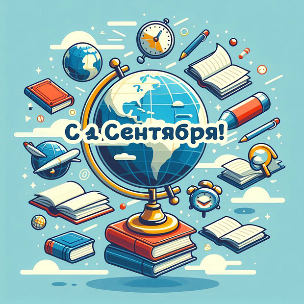 Красивая открытка на День знаний №2132. Открытки. Готовые открытки на 1 Сентября.