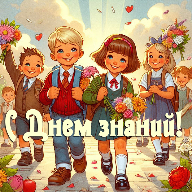 Оригинальная открытка на 1 Сентября №2139. Открытки. Готовые открытки на 1 Сентября.