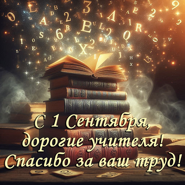 Открытка на 1 Сентября для учителей с теплыми словами №2147. Открытки. Готовые открытки на 1 Сентября.