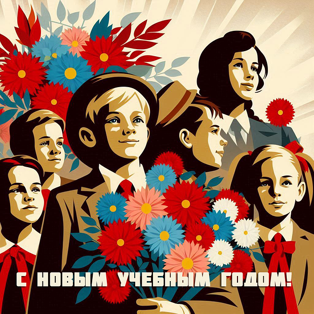 Открытка на День знаний в советском стиле №2133. Открытки. Готовые открытки на 1 Сентября.