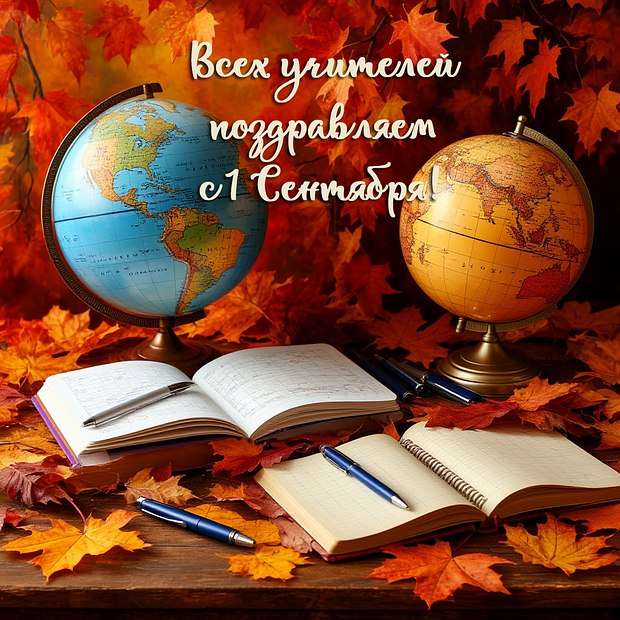 Открытка с поздравлением для учителей на 1 Сентября №2145. Открытки. Готовые открытки на 1 Сентября.