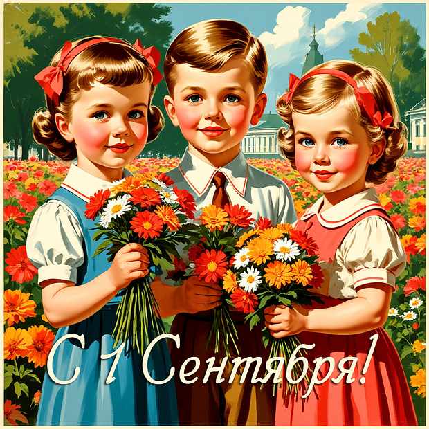 Советская открытка на 1 Сентября №2141. Открытки. Готовые открытки на 1 Сентября.