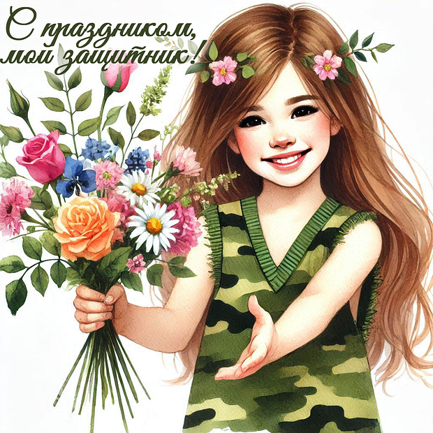 Открытка на 23 Февраля №2428. Открытки. Готовые открытки на 23 февраля.