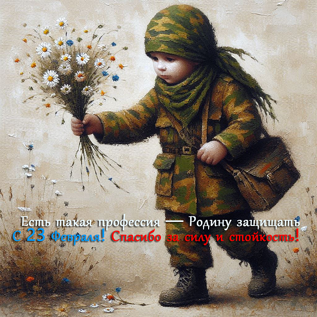 Открытка с поздравлением на День защитника Отечества №2431. Открытки. Готовые открытки на 23 февраля.