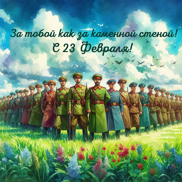Поздравление с 23 Февраля в открытке №2421. Открытки. Готовые открытки на 23 февраля.