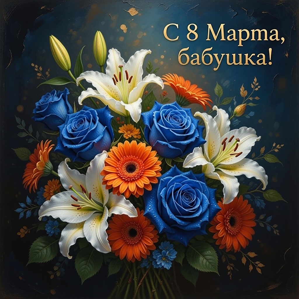 Открытка с 8 Марта для бабушки №1621. Открытки. Акварельные открытки на 8 марта.