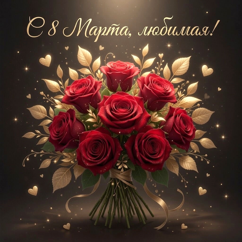 Открытка с 8 Марта для девушки или жены №1633. Открытки. Акварельные открытки на 8 марта.