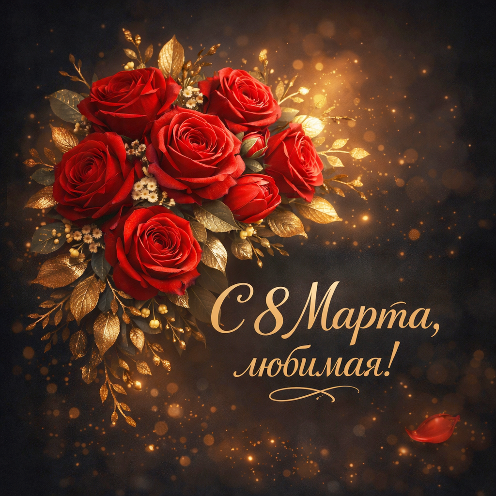Открытка с 8 Марта для девушки или жены №1634. Открытки. Акварельные открытки на 8 марта.