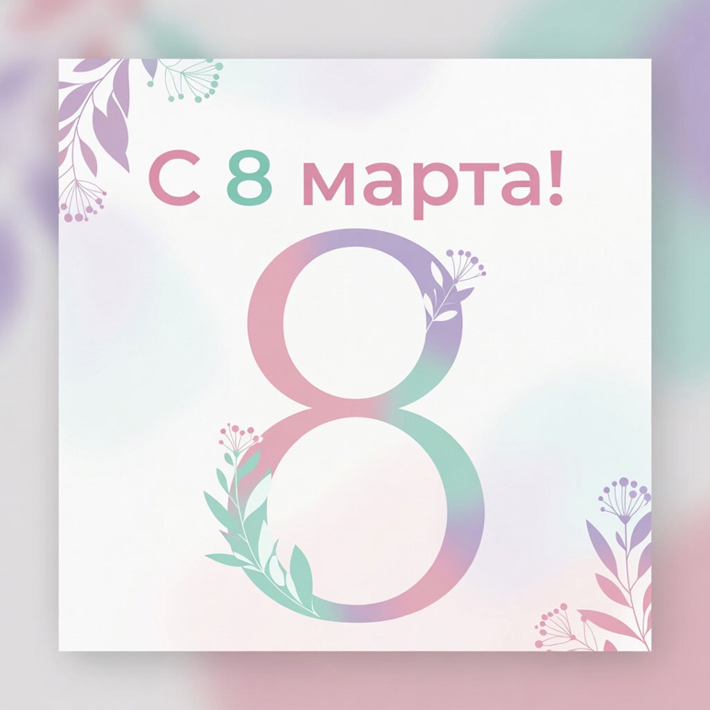 Стильная и модная открытка №1671. Открытки. Акварельные открытки на 8 марта.