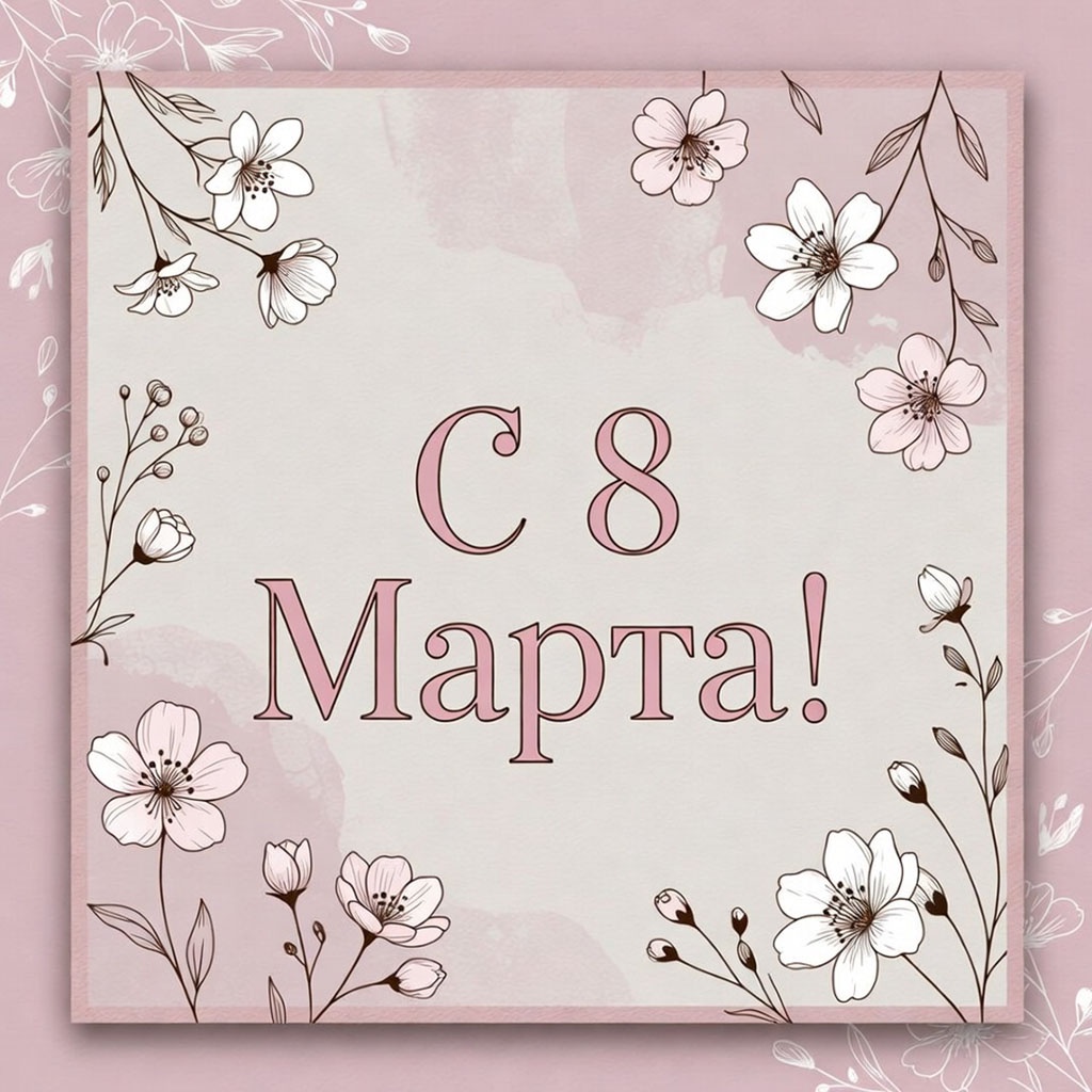 Стильная и модная открытка №1672. Открытки. Акварельные открытки на 8 марта.