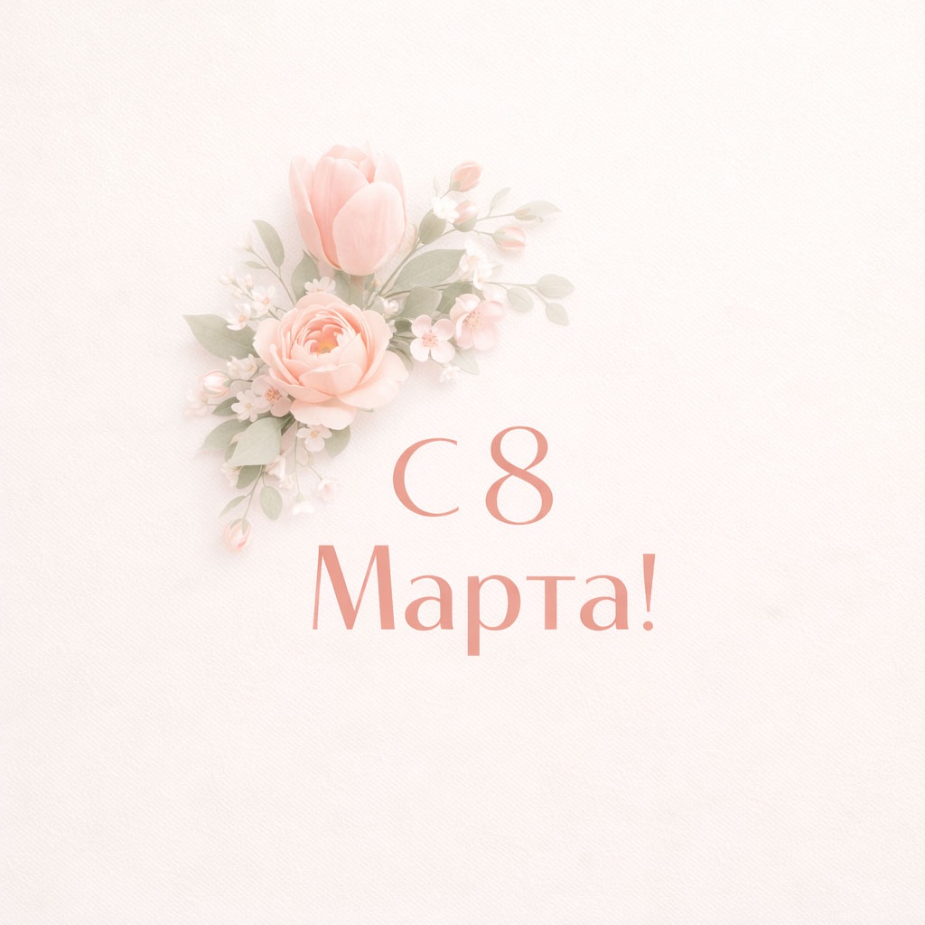 Стильная и модная открытка №1673. Открытки. Акварельные открытки на 8 марта.