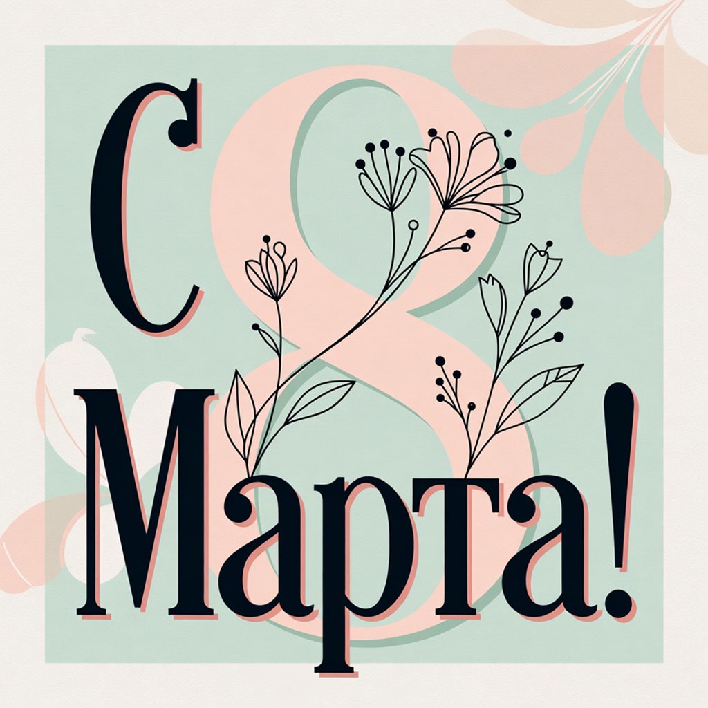 Стильная и модная открытка №1677. Открытки. Акварельные открытки на 8 марта.