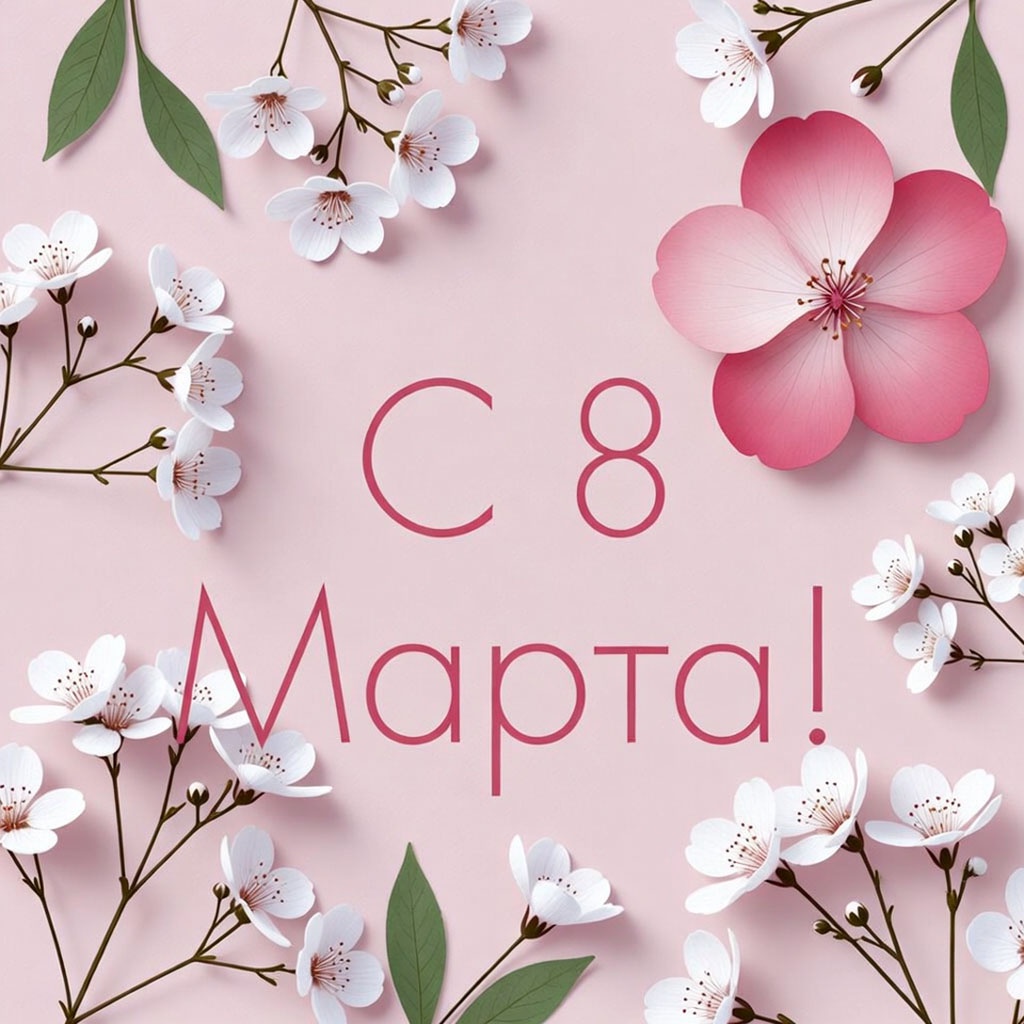 Стильная и модная открытка №1678. Открытки. Акварельные открытки на 8 марта.