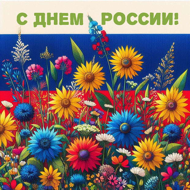 Картинка с поздравлением на День России №2393. Открытки. Готовые открытки на день России.