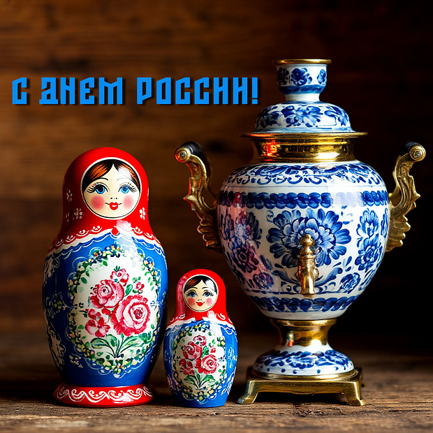 Картинка с поздравлением на День России №2398. Открытки. Готовые открытки на день России.
