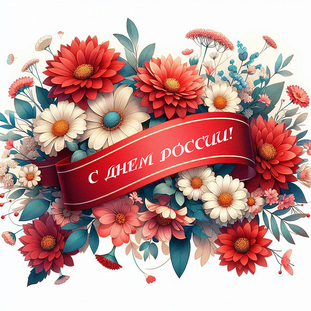 Картинка с поздравлением на День России №2372. Открытки. Готовые открытки на день России.