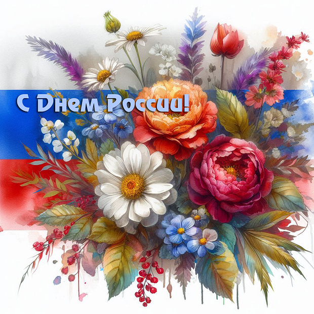 Красивая открытка на День России №2381. Открытки. Готовые открытки на день России.