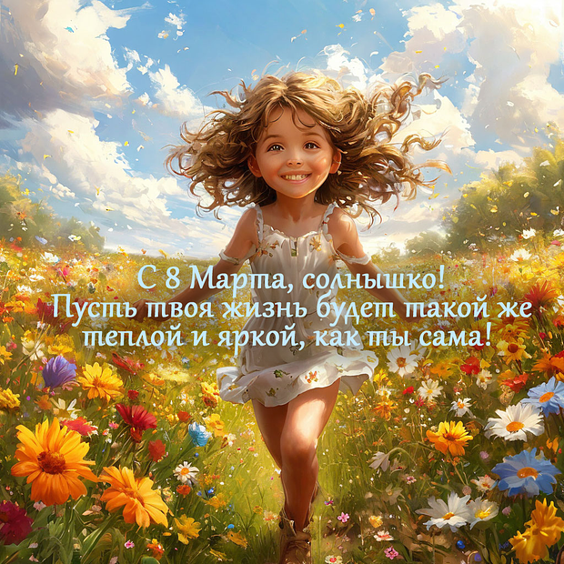Открытка с 8 марта моё солнышко №1852. Открытки. Готовые открытки с 8 марта.