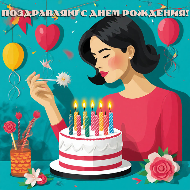 Душевная открытка для поздравления на день рождения девушке №1857. Открытки. Поздравительные открытки на День рождения.