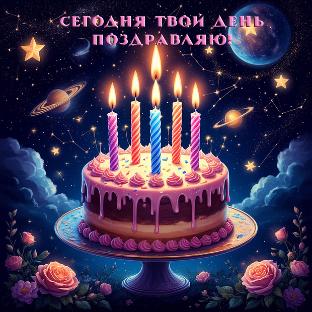 Картинка с поздравлением на день рождения девушке №1868. Открытки. Поздравительные открытки на День рождения.