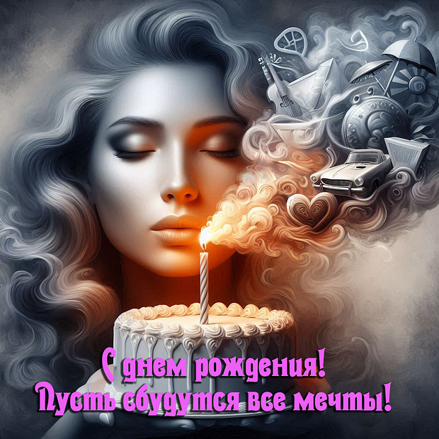 Картинка с теплыми пожеланиями на день рождения девушке №1866. Открытки. Поздравительные открытки на День рождения.
