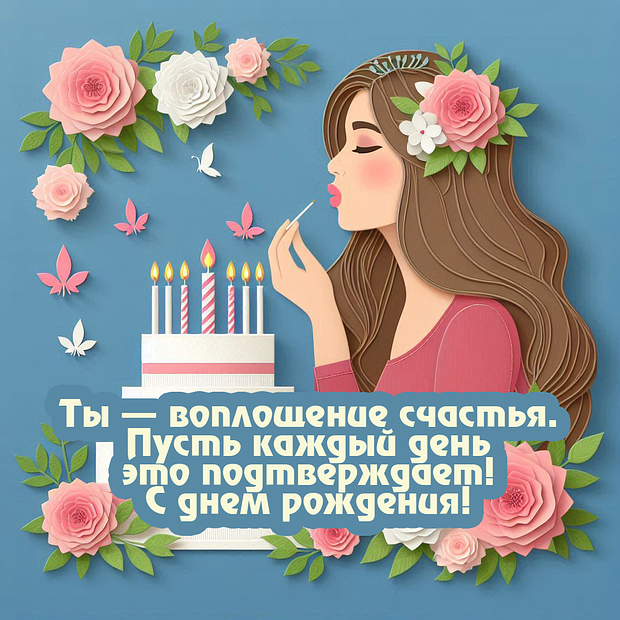 Картинка с теплыми пожеланиями на день рождения девушке №1900. Открытки. Поздравительные открытки на День рождения.