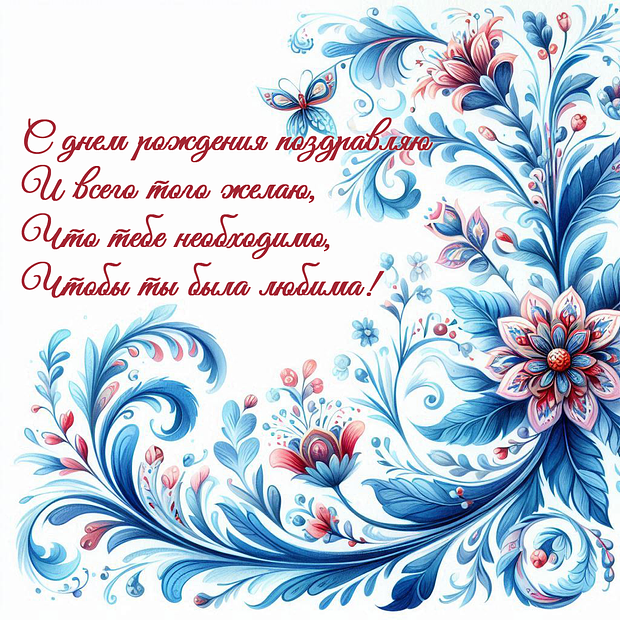 Картинка со стихами на день рождения девушке №1906. Открытки. Поздравительные открытки на День рождения.