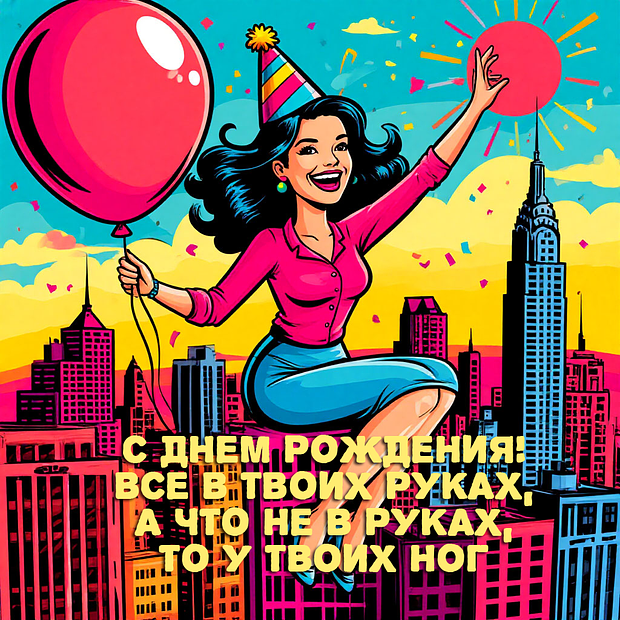 Забавная открытка на день рождения девушке №1884. Открытки. Поздравительные открытки на День рождения.