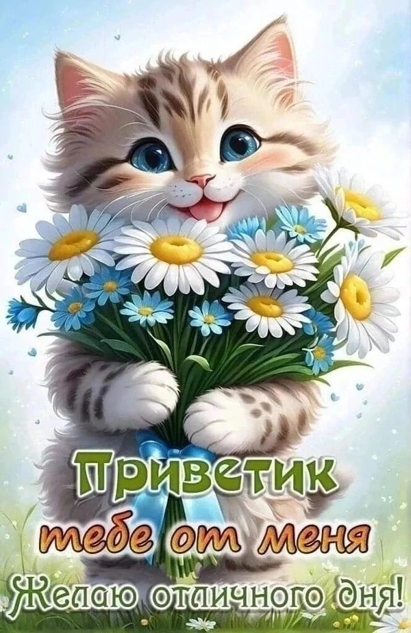 Приветик тебе от меня. Желаю отличного дня. Открытки Привет №626. Открытки. Готовые открытки Привет и Приветик.
