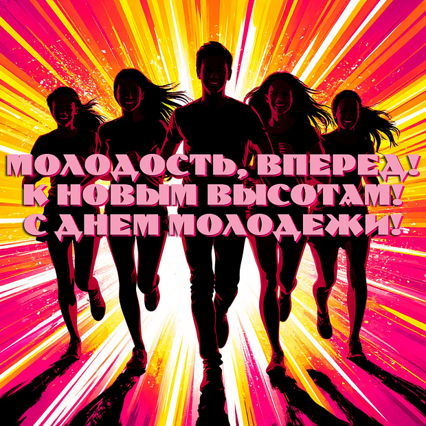 Душевная открытка для поздравления с Днем молодежи №2319. Открытки. Готовые открытки с днем молодежи.