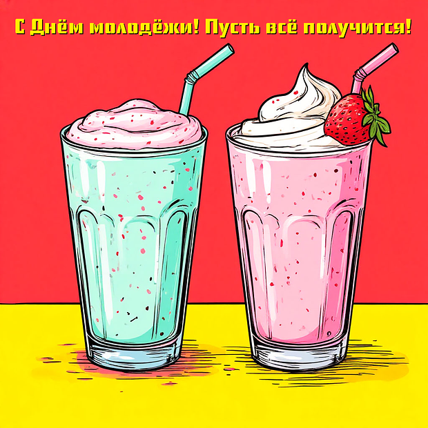 Оригинальная открытка на День молодежи №2304. Открытки. Готовые открытки с днем молодежи.