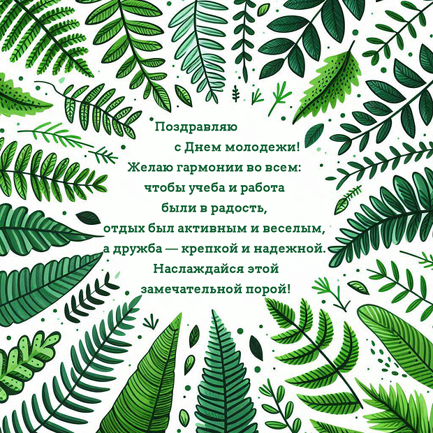 Открытка на День молодежи с теплыми словами №2325. Открытки. Готовые открытки с днем молодежи.