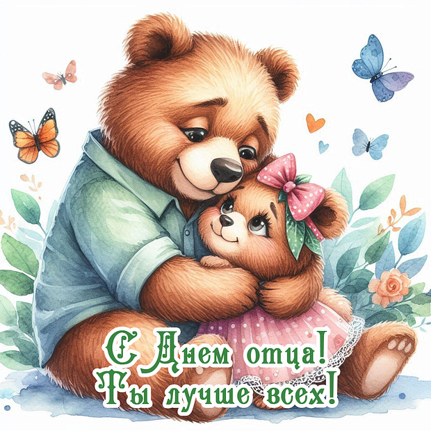 Трогательная картинка с Днем отца, папе от дочки №2113. Открытки. Готовые открытки с днем отца.