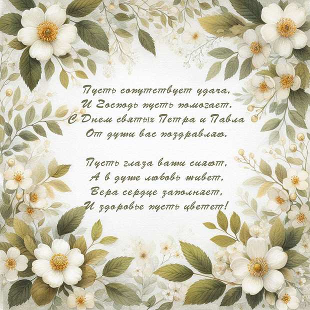 Душевная открытка для поздравления с Днем Петра и Павла №2005. Открытки. Готовые открытки с днем Петра и Павла.
