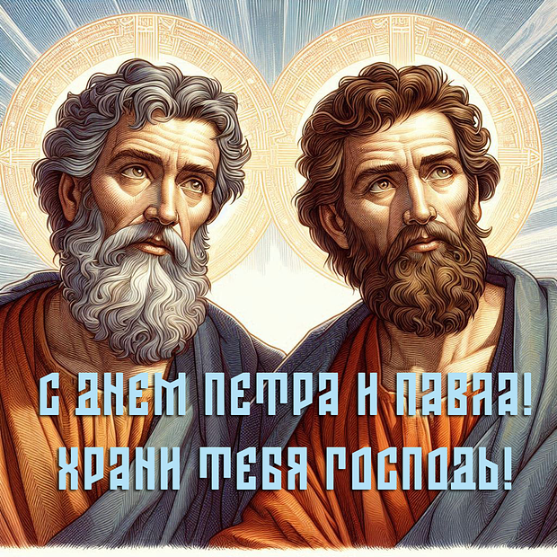 Душевная открытка для поздравления с Днем Петра и Павла №1992. Открытки. Готовые открытки с днем Петра и Павла.