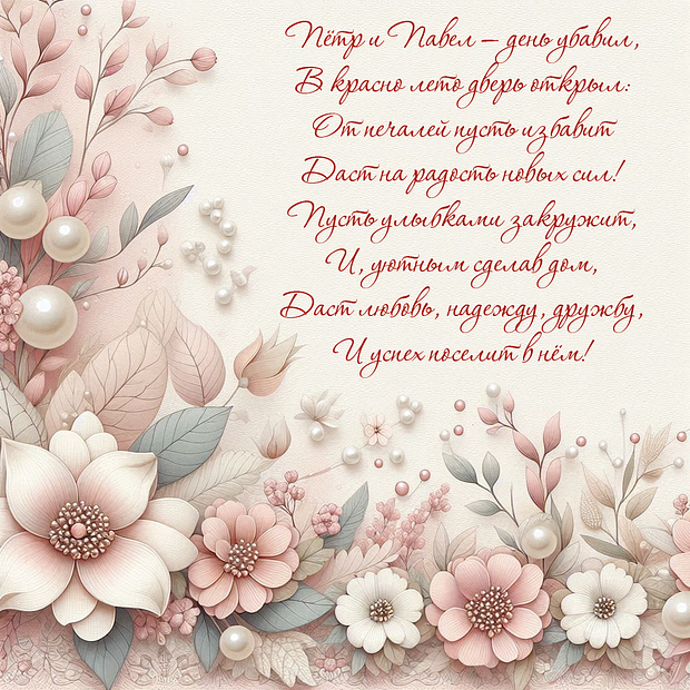 Открытка на День Петра и Павла, чтобы отправить близким №2003. Открытки. Готовые открытки с днем Петра и Павла.